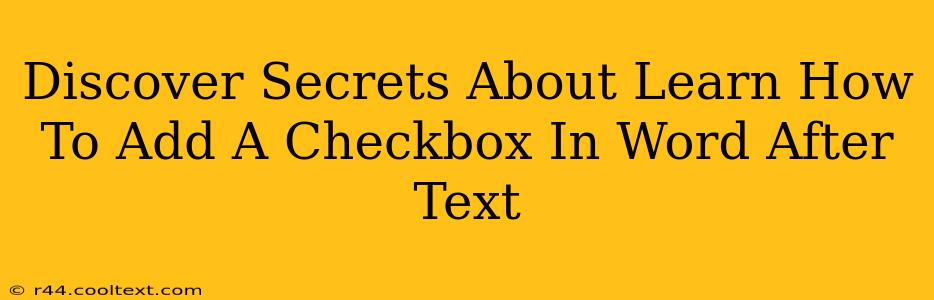 Discover Secrets About Learn How To Add A Checkbox In Word After Text