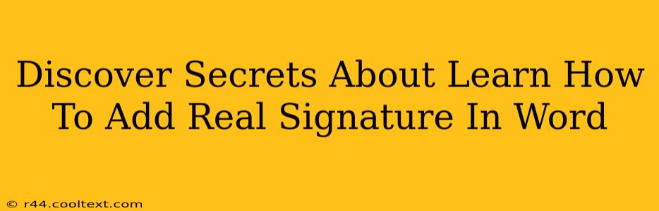 Discover Secrets About Learn How To Add Real Signature In Word