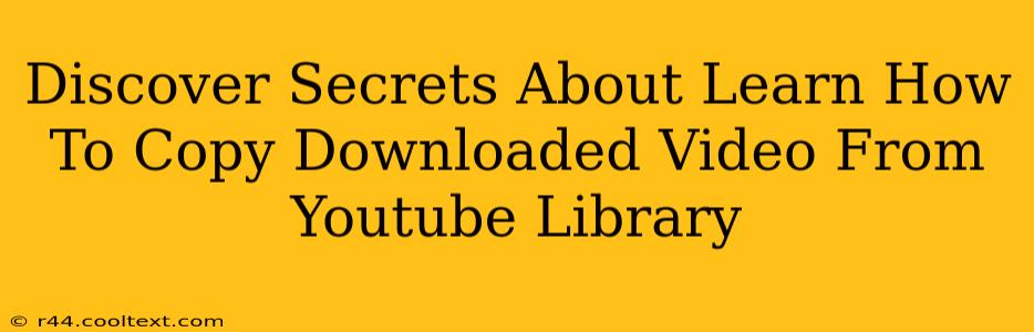 Discover Secrets About Learn How To Copy Downloaded Video From Youtube Library