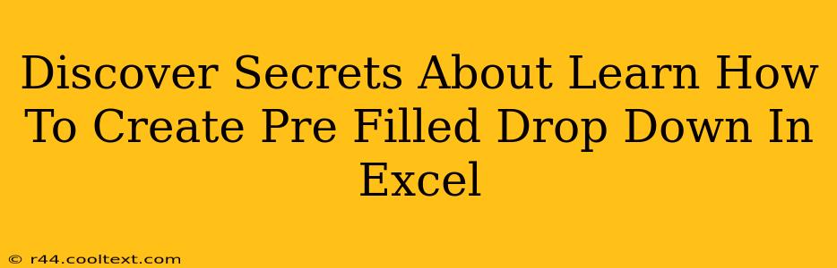 Discover Secrets About Learn How To Create Pre Filled Drop Down In Excel