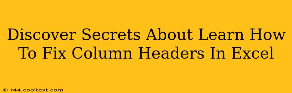 Discover Secrets About Learn How To Fix Column Headers In Excel