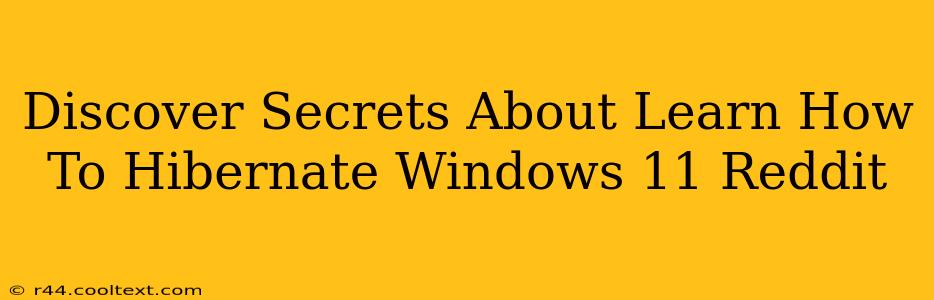 Discover Secrets About Learn How To Hibernate Windows 11 Reddit