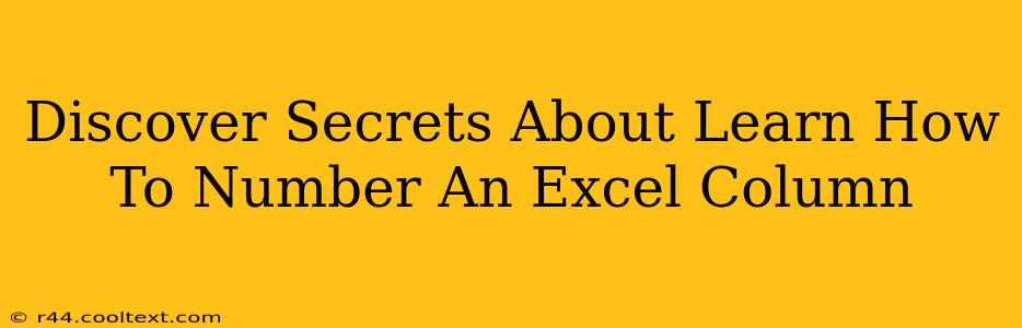 Discover Secrets About Learn How To Number An Excel Column