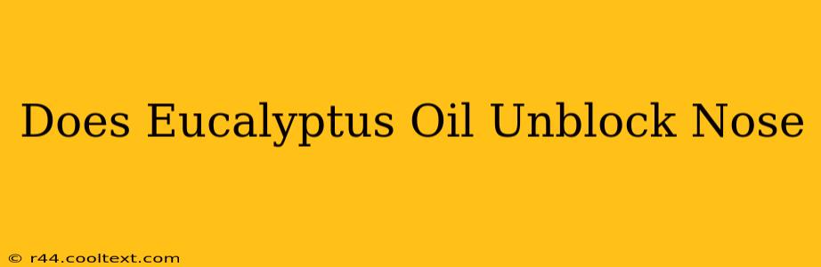 Does Eucalyptus Oil Unblock Nose