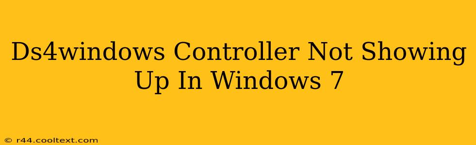 Ds4windows Controller Not Showing Up In Windows 7