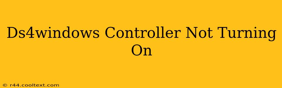 Ds4windows Controller Not Turning On