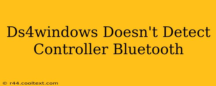 Ds4windows Doesn't Detect Controller Bluetooth