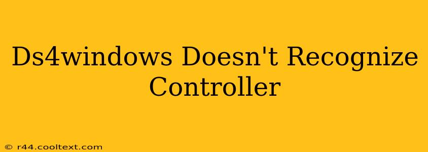 Ds4windows Doesn't Recognize Controller