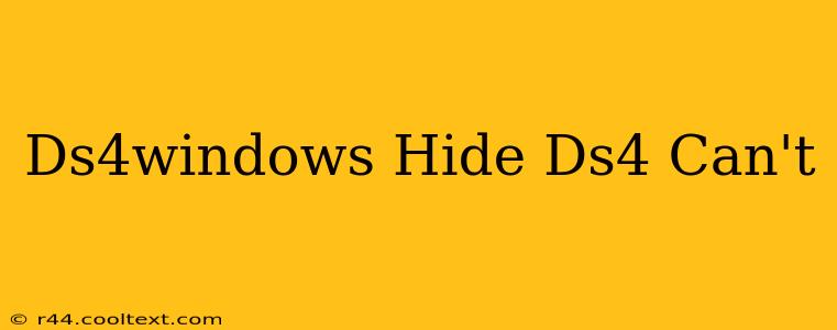 Ds4windows Hide Ds4 Can't