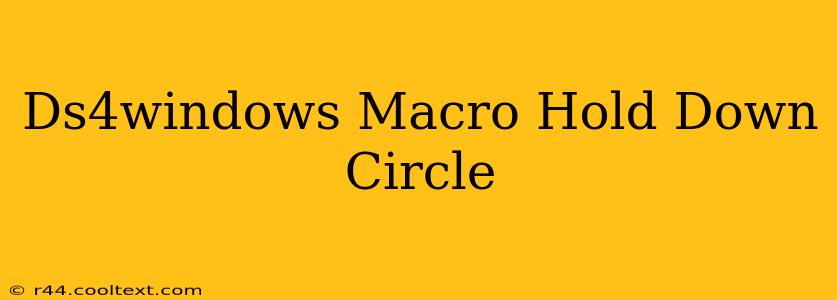 Ds4windows Macro Hold Down Circle