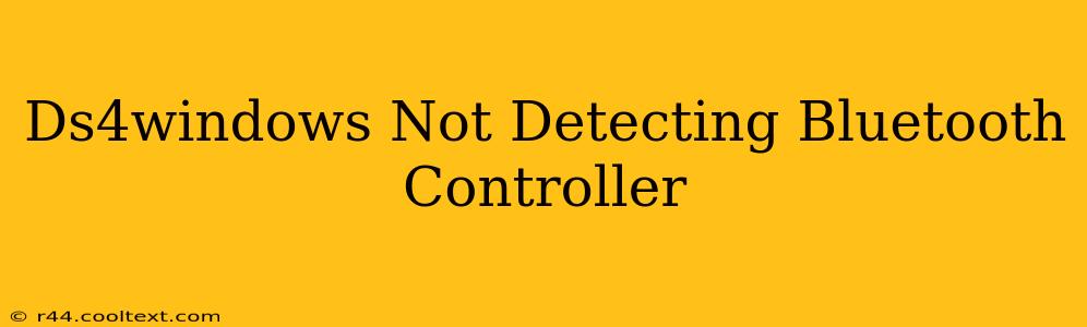 Ds4windows Not Detecting Bluetooth Controller