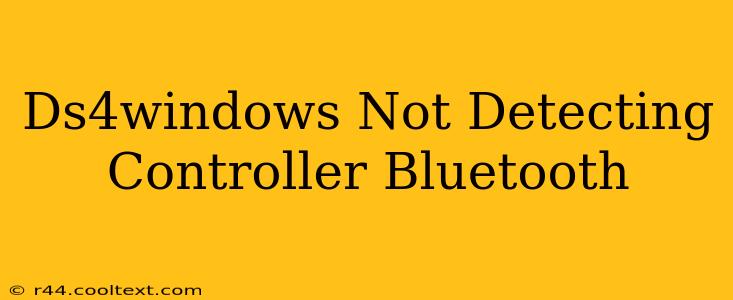 Ds4windows Not Detecting Controller Bluetooth