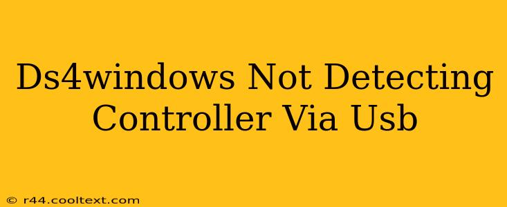 Ds4windows Not Detecting Controller Via Usb