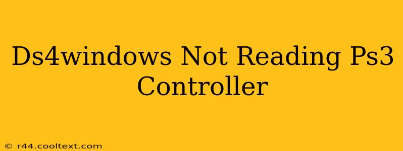 Ds4windows Not Reading Ps3 Controller