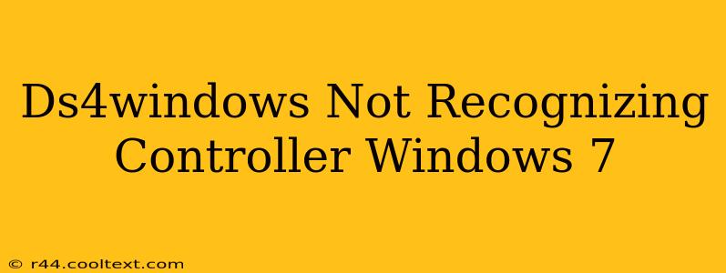 Ds4windows Not Recognizing Controller Windows 7