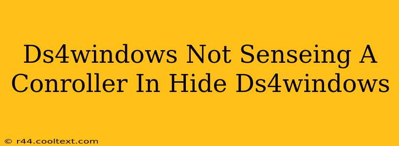 Ds4windows Not Senseing A Conroller In Hide Ds4windows