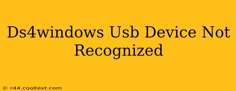 Ds4windows Usb Device Not Recognized