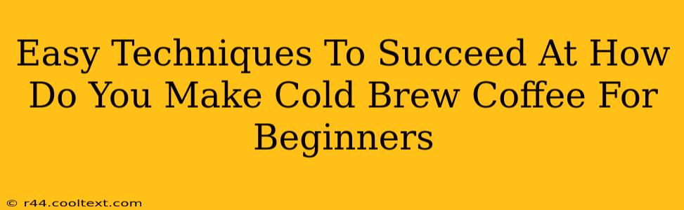 Easy Techniques To Succeed At How Do You Make Cold Brew Coffee For Beginners