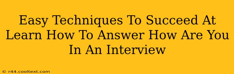 Easy Techniques To Succeed At Learn How To Answer How Are You In An Interview