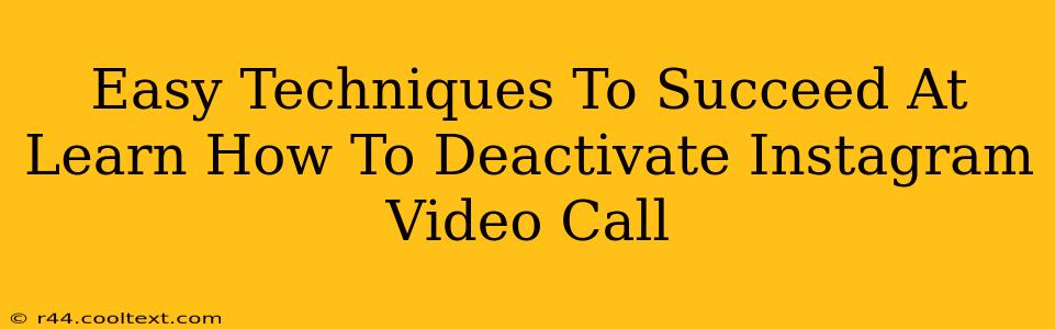 Easy Techniques To Succeed At Learn How To Deactivate Instagram Video Call