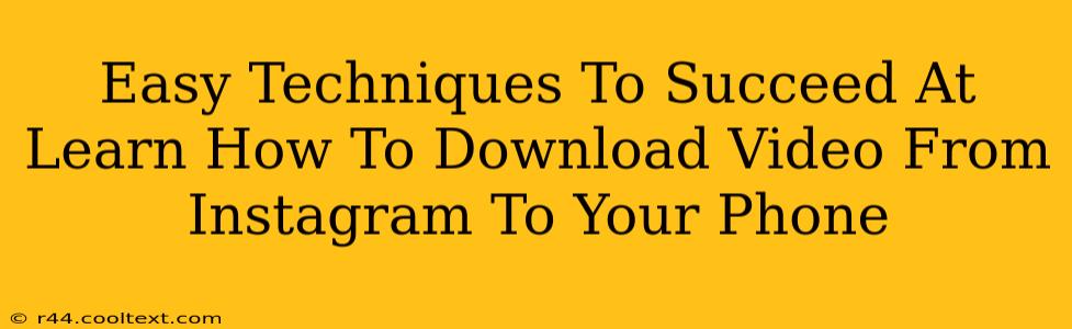 Easy Techniques To Succeed At Learn How To Download Video From Instagram To Your Phone