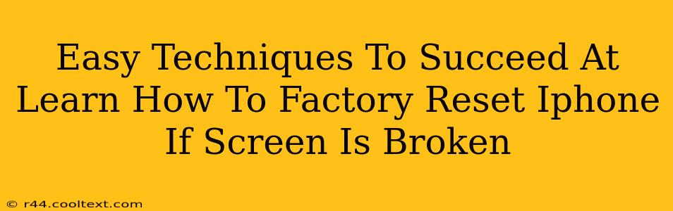 Easy Techniques To Succeed At Learn How To Factory Reset Iphone If Screen Is Broken