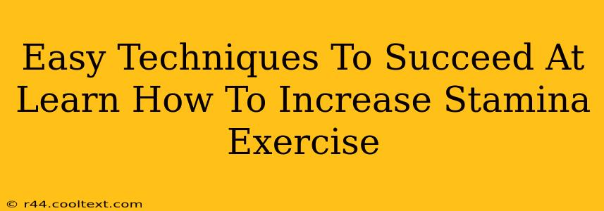 Easy Techniques To Succeed At Learn How To Increase Stamina Exercise