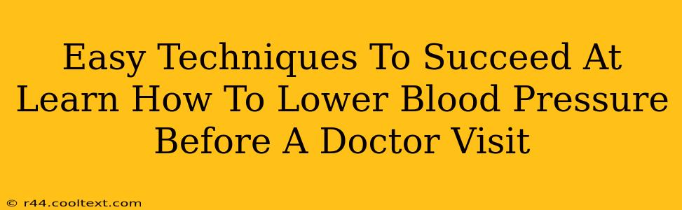 Easy Techniques To Succeed At Learn How To Lower Blood Pressure Before A Doctor Visit