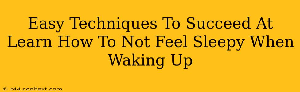 Easy Techniques To Succeed At Learn How To Not Feel Sleepy When Waking Up