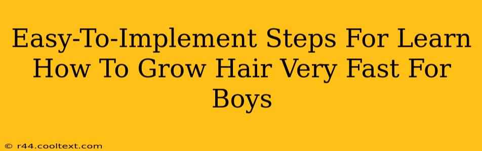 Easy-To-Implement Steps For Learn How To Grow Hair Very Fast For Boys