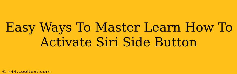 Easy Ways To Master Learn How To Activate Siri Side Button