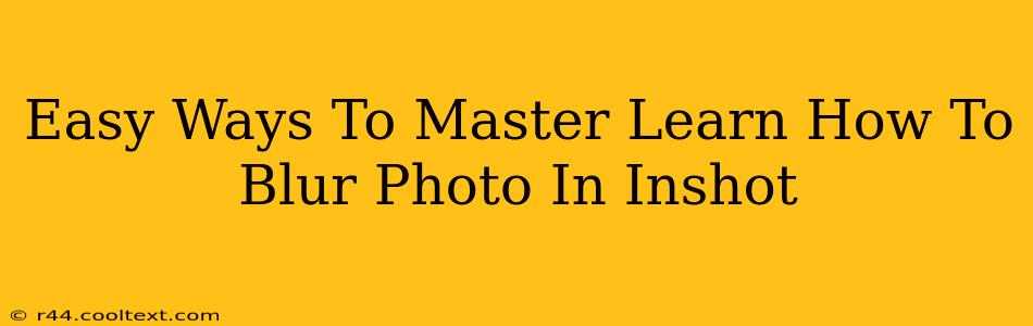 Easy Ways To Master Learn How To Blur Photo In Inshot