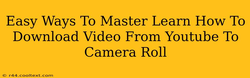 Easy Ways To Master Learn How To Download Video From Youtube To Camera Roll