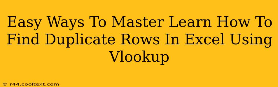 Easy Ways To Master Learn How To Find Duplicate Rows In Excel Using Vlookup