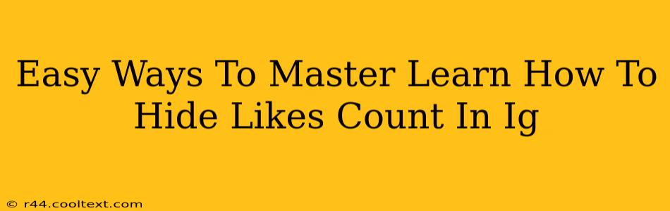 Easy Ways To Master Learn How To Hide Likes Count In Ig