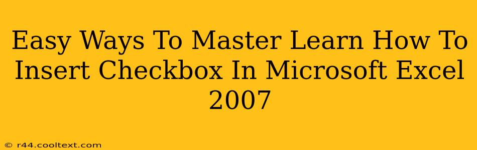 Easy Ways To Master Learn How To Insert Checkbox In Microsoft Excel 2007