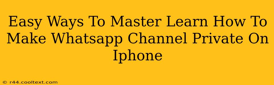 Easy Ways To Master Learn How To Make Whatsapp Channel Private On Iphone