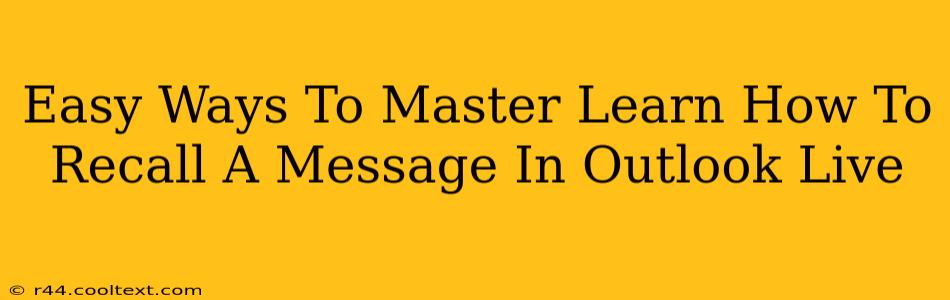 Easy Ways To Master Learn How To Recall A Message In Outlook Live