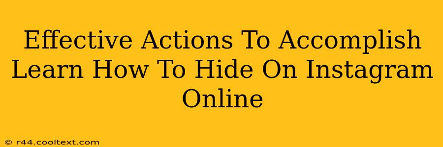 Effective Actions To Accomplish Learn How To Hide On Instagram Online