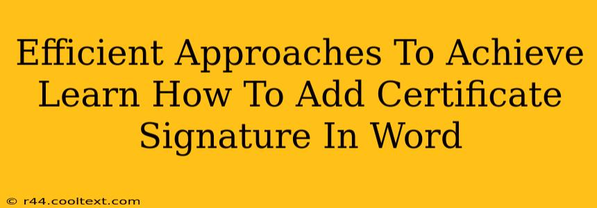 Efficient Approaches To Achieve Learn How To Add Certificate Signature In Word