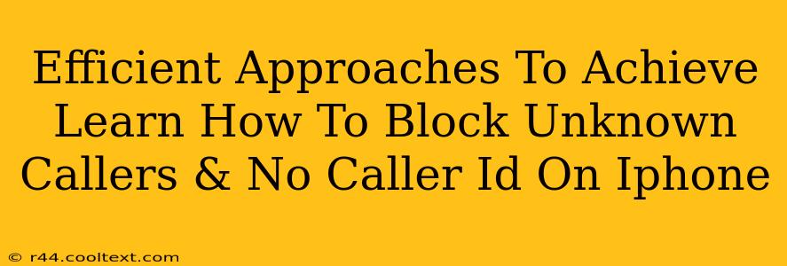 Efficient Approaches To Achieve Learn How To Block Unknown Callers & No Caller Id On Iphone