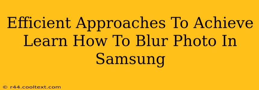 Efficient Approaches To Achieve Learn How To Blur Photo In Samsung