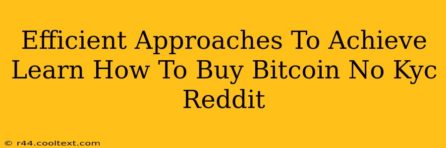 Efficient Approaches To Achieve Learn How To Buy Bitcoin No Kyc Reddit