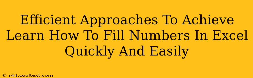 Efficient Approaches To Achieve Learn How To Fill Numbers In Excel Quickly And Easily