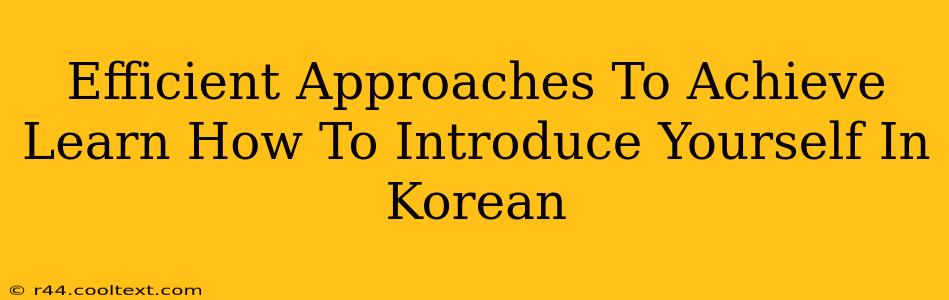 Efficient Approaches To Achieve Learn How To Introduce Yourself In Korean