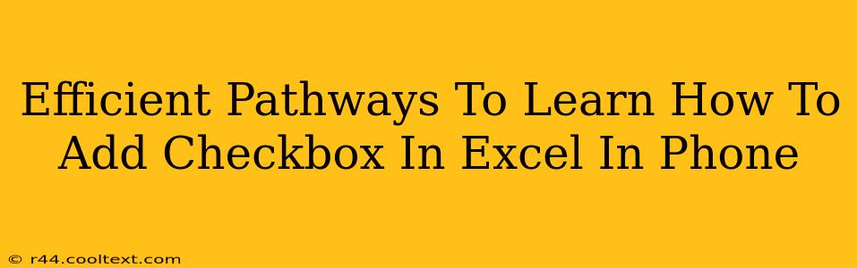 Efficient Pathways To Learn How To Add Checkbox In Excel In Phone