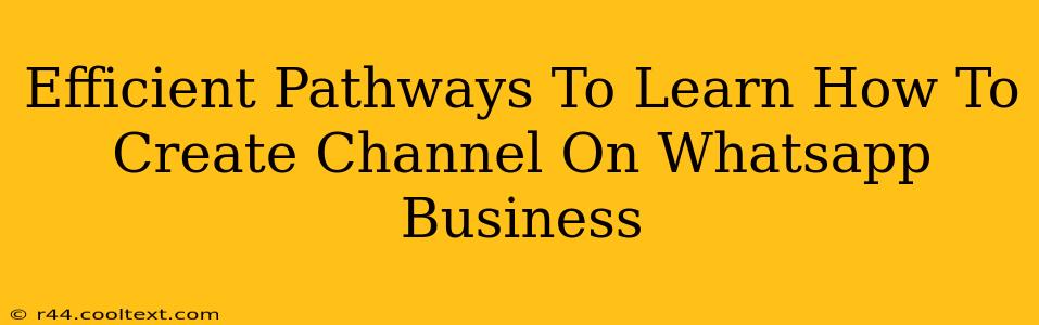 Efficient Pathways To Learn How To Create Channel On Whatsapp Business