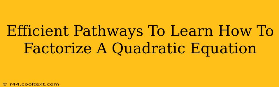 Efficient Pathways To Learn How To Factorize A Quadratic Equation