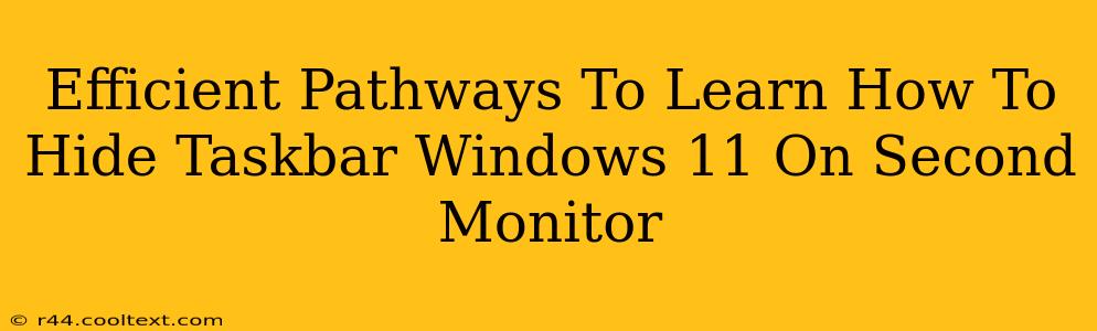 Efficient Pathways To Learn How To Hide Taskbar Windows 11 On Second Monitor