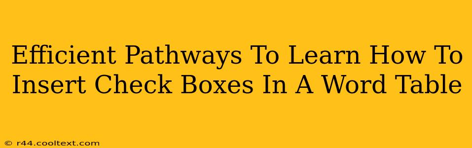 Efficient Pathways To Learn How To Insert Check Boxes In A Word Table